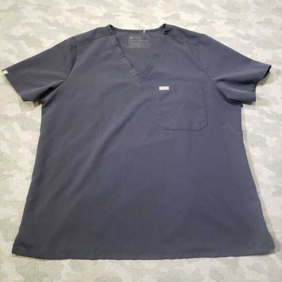 Figs Scrub Shirt‎ Womens 2XL Blue Short Sleeve Catarina One Pocket Medical - Picture 2 of 5